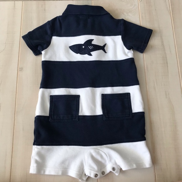 Janie and Jack Boys Shark Romper Outfit 12-18 Mon. - Picture 6 of 6